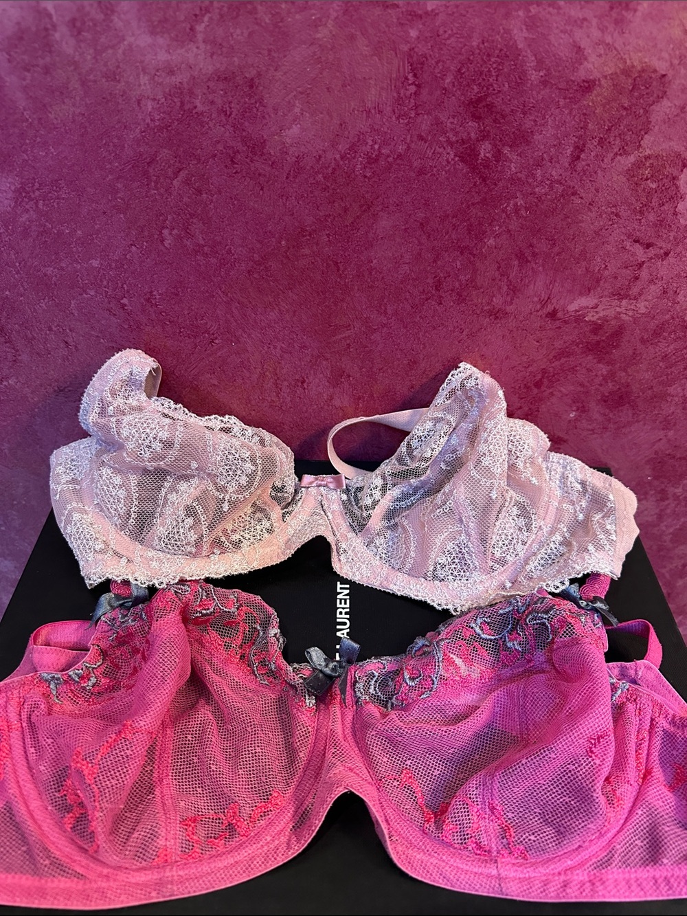 Felina Women's Lace Underwire Bras Set bundle of 2- Pink & Light Pink 34D 36D